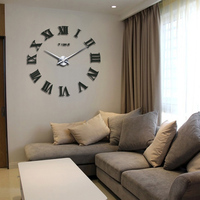 Diy ściana Cock promocja nowy Home Decor duże rzymskie lustro moda nowoczesne zegary kwarcowe salon naklejka do pokoju zegarek 5